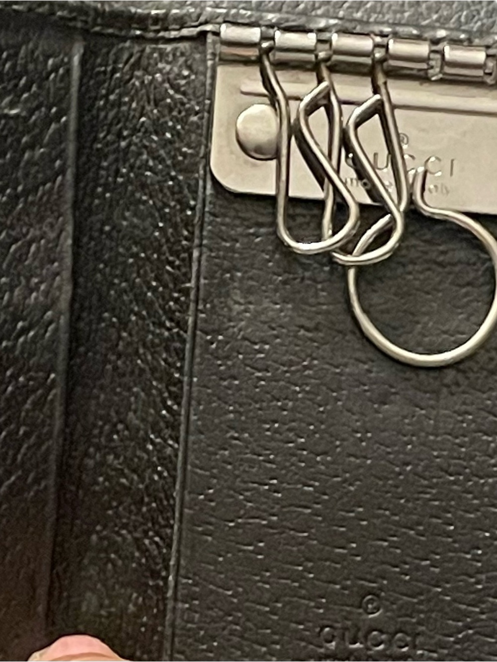Gucci Black Leather Key & Card Holder with Green and Red Web Stripe - Picture 3 of 4